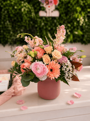 Blush Garden Vase Arrangement Soft Pastel Luxury Flowers | Cambridge Flowers & Co - Cambridge Flowers & Co.