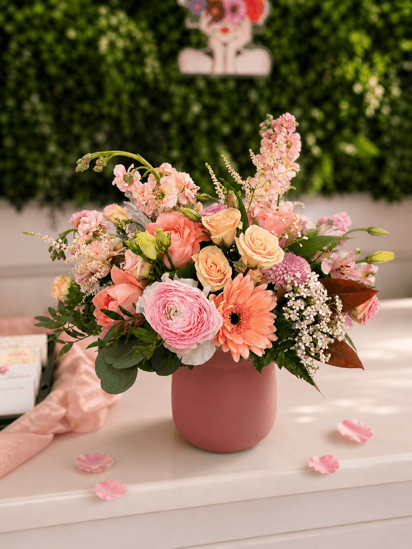 Blush Garden Vase Arrangement Soft Pastel Luxury Flowers | Cambridge Flowers & Co - Cambridge Flowers & Co.