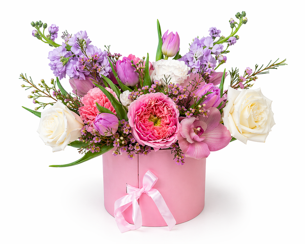 Blush Luxury Flower Box with Chocolates – Mother’s Day Gift - Cambridge Flowers & Co.