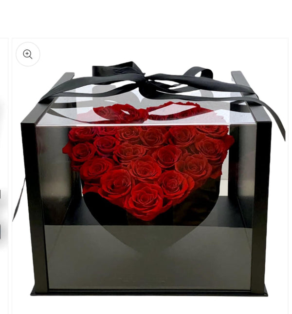 🌹 Eternal Love – Luxury Red Rose Heart Box in Acrylic Display 💝 - Blooms of Paradise Cambridge