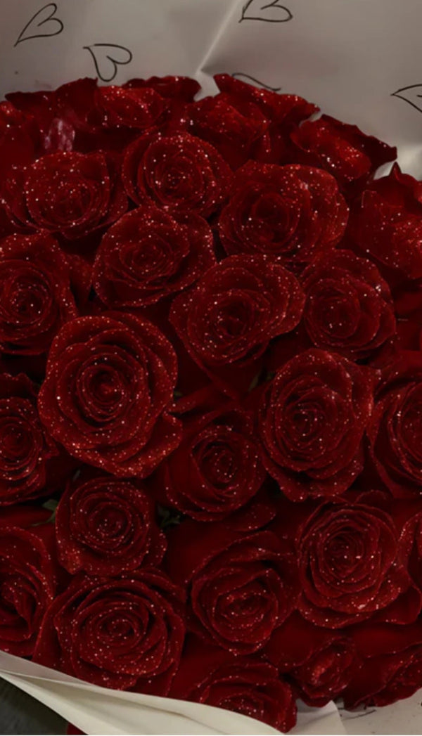 Glitter Red Roses - Cambridge Flowers & Co.