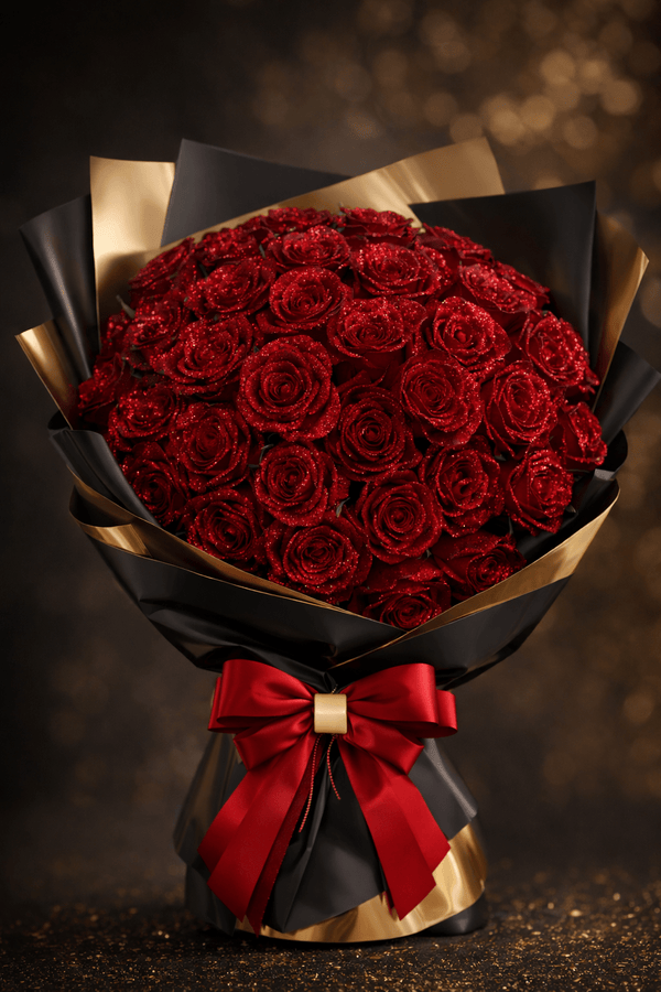 Glitter Red Roses - Cambridge Flowers & Co.