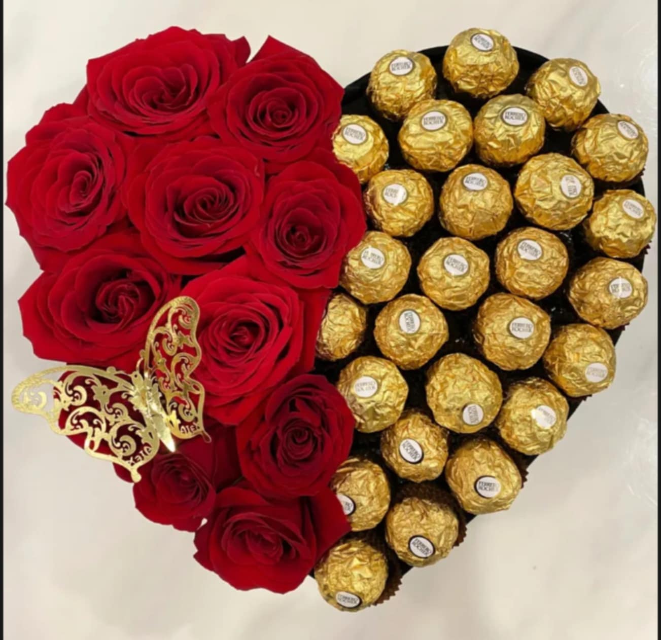 Red Rose & Ferrero Rocher Heart Box