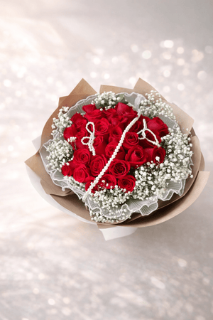 Red Rose Pearl Bouquet - Cambridge Flowers & Co.
