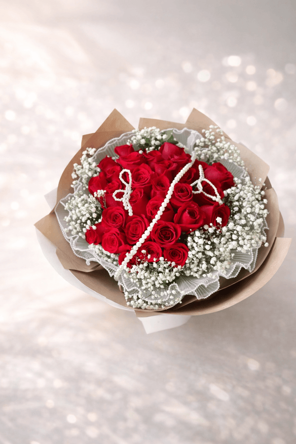 Red Rose Pearl Bouquet - Cambridge Flowers & Co.