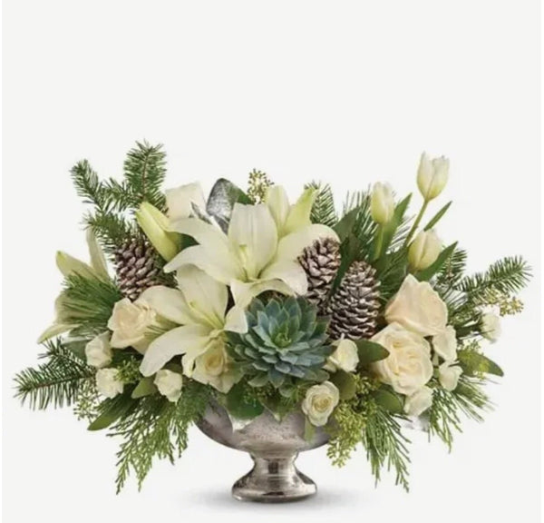 White Christmas Floral Arrangement - Cambridge Flowers & Co.