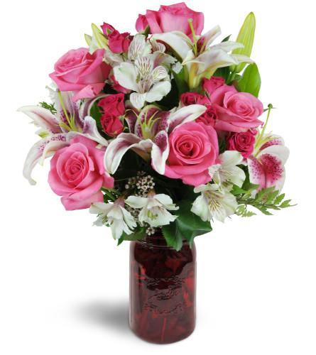 Classic Love Anniversary Mason Jar Floral Arrangement0