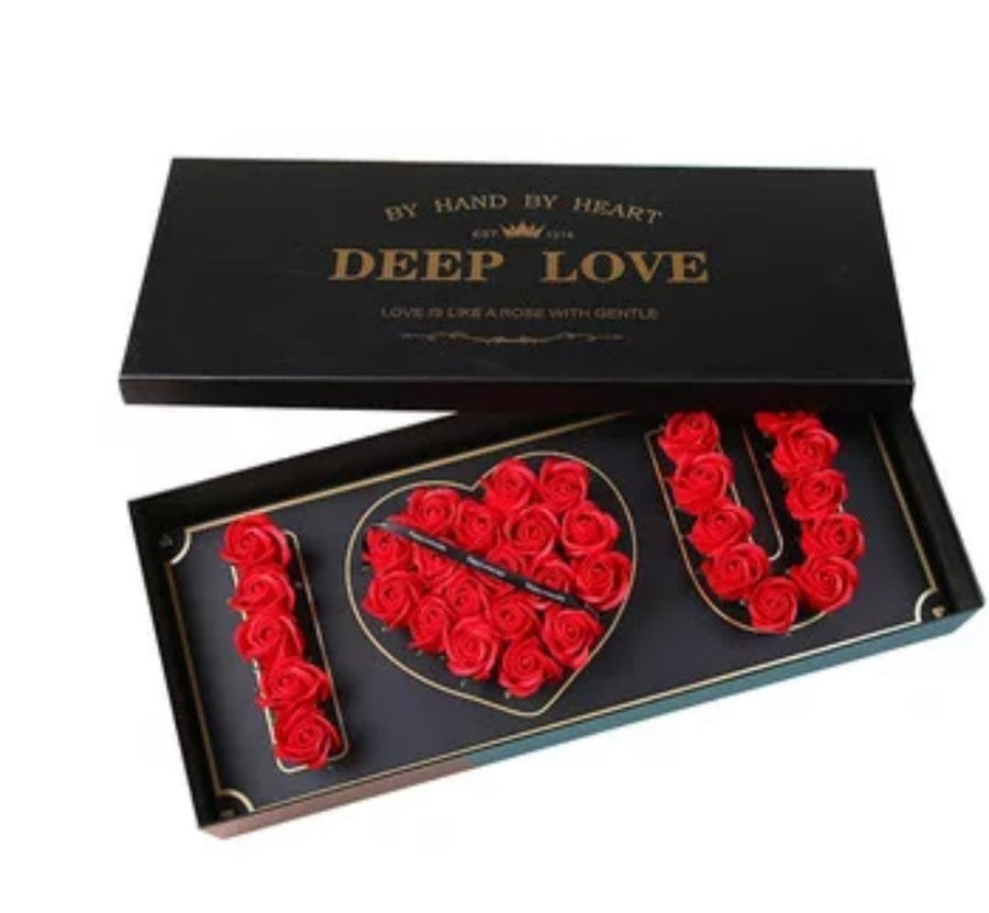 Luv Box Romantic Deep Love Box Floral Arrangement for Special Occasions