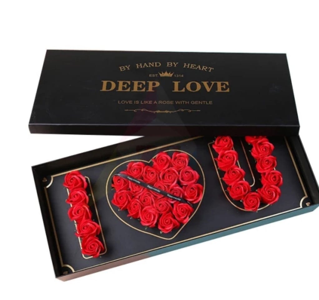 Romantic Deep Love Box Floral Arrangement for Special Occasions