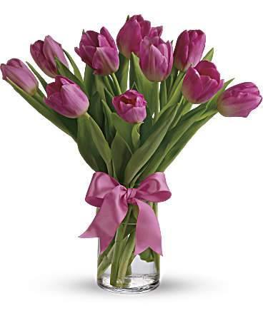 Elegant pink tulip vase arrangement from Blooms Of Paradise